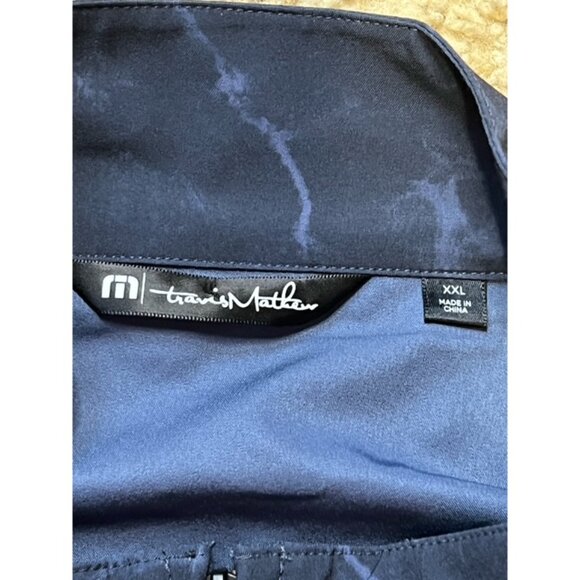 Travis Mathew Men Navy Blue Print Full Zip Lightweight Jacket Size XXL 2XL EUC - Picture 3 of 4
